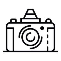 Retro camera icon, outline style vector