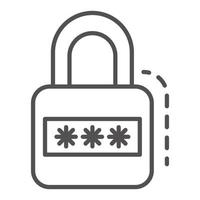 Padlock icon, outline style vector