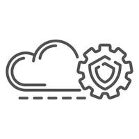Cloud gear secured icon, outline style vector