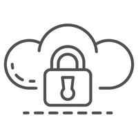 Data cloud lock icon, outline style vector