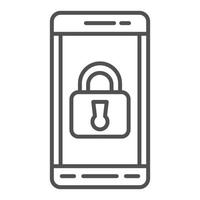 Locked smartphone icon, outline style vector