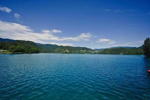 Lake Bled with St. Marys Church of Assumption on small island, Slovenia. photo