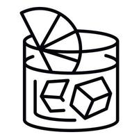 Ice cube whiskey glass icon, outline style vector