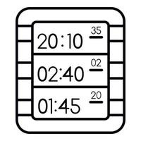 icono de reloj digital de múltiples pantallas, estilo de esquema vector