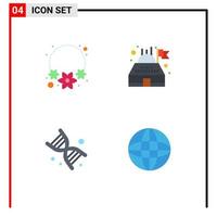 Modern Set of 4 Flat Icons Pictograph of flower technology building bio web Editable Vector Design Elements