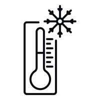 Minus thermometer icon, outline style vector