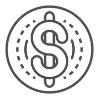 Dollar coin icon, outline style vector