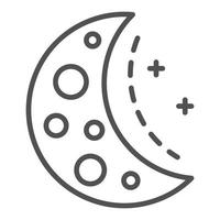 Half moon icon, outline style vector