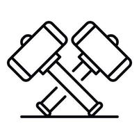 Crossed sledge hammer icon, outline style vector