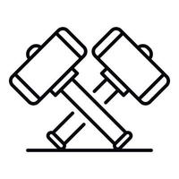 Crossed sledge hammer icon, outline style vector