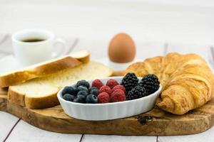 Breakfast with bread egg and coffee photo