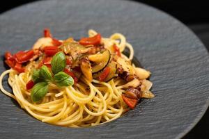 italian seafood pulpo with pasta photo