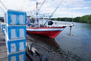 Cork box for fish caught by fishermen to keep fish fresh by adding ice photo