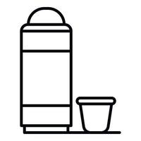 Thermos bottle icon, outline style vector