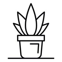 icono de maceta de aloe vera de oficina, estilo de esquema vector