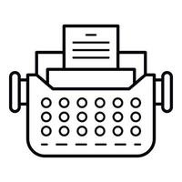 Old typewriter icon, outline style vector