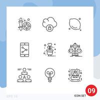 9 Universal Outline Signs Symbols of romance love healthcare lifestyle mobile Editable Vector Design Elements