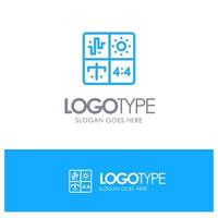 Audio Design Development Engineering Process Blue outLine Logo with place for tagline vector