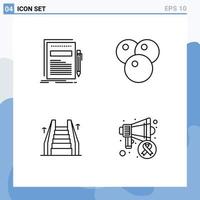 4 User Interface Line Pack of modern Signs and Symbols of business elevator paper food ladder Editable Vector Design Elements