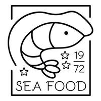 Shrimp sea food logo, outline style vector