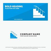 Construction Down Home Stair SOlid Icon Website Banner and Business Logo Template vector