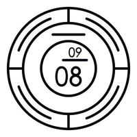 Round modern clock icon, outline style vector