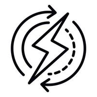 Recycling energy bolt icon, outline style vector