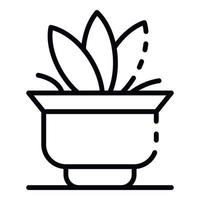 icono de planta de interior de hoja grande, estilo de esquema vector