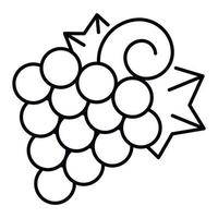 icono de uva vitis, estilo de esquema vector