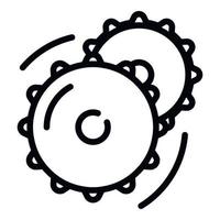 icono de rueda dentada de bicicleta, estilo de esquema vector