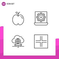 Outline Icon set Pack of 4 Line Icons isolated on White Background for responsive Website Design Print and Mobile Applications Creative Black Icon vector background