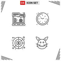 4 Icons Line Style Grid Based Creative Outline Symbols for Website Design Simple Line Icon Signs Isolated on White Background 4 Icon Set vector