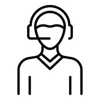 Man headset call center cicon, outline style vector