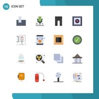 Group of 16 Flat Colors Signs and Symbols for monitoring city baby product box Editable Pack of Creative Vector Design Elements