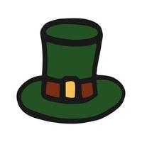 icono de sombrero verde vectorial en estilo dibujado a mano. colorido símbolo aislado. ilustración sobre fondo blanco. diseño para impresión y libros. pictograma de ropa de dibujos animados para el juego. sombrero de garabato vector