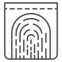 Monitor fingerprint icon, outline style vector