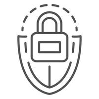 Lock shield icon, outline style vector