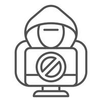 No hacker activity icon, outline style vector