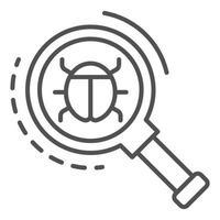 Virus magnify glass icon, outline style vector