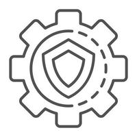 Gear wheel secured icon, outline style vector