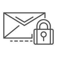 Secured mail icon, outline style vector