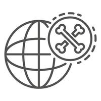 Global bones atack icon, outline style vector