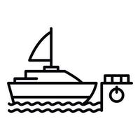 Sailboat in port icon, outline style vector