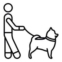 Man walking dog icon, outline style vector