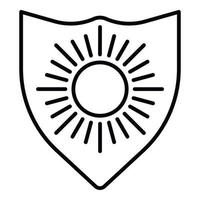 Sun protect shield icon, outline style vector