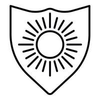 Sun protect shield icon, outline style vector