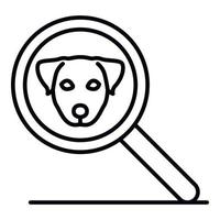 icono de perro de lupa, estilo de esquema vector