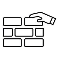 Put on wall brick icon, outline style vector