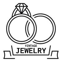 Vintage jewelry logo, outline style vector