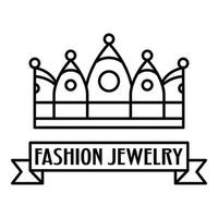 Fashion crown jewelry logo, outline style vector